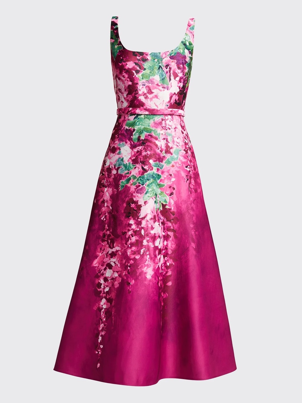 NWT MARCHESA NOTTE Printed Duchess Satin Sleeveless Midi Dress